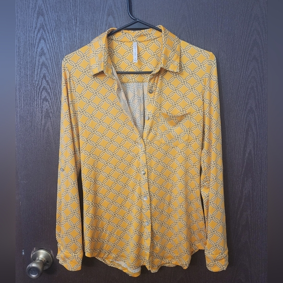 DNA couture Tops - DNA Couture Yellow Geometric Button Down Shirt